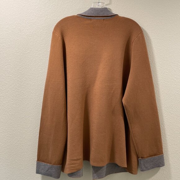 (NWT) BY DESIGN "Lexi" Long Sleeve Two Tone Open Front Cardigan, Brown/Gray - XL - Picture 5 of 8
